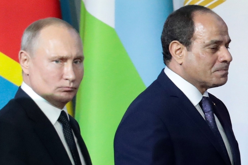Vladimir Putin and Abdel Fattah Al-Sisi at the 2019 Russia-Africa Summit.