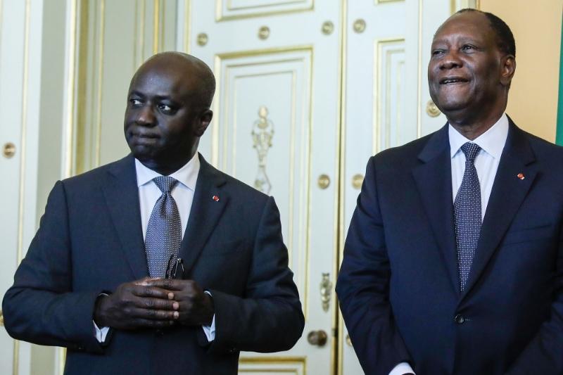Ivory Coast President Alassane Ouattara (right) with Marcel Amon Tanoh, then foreign minister, in 2017.