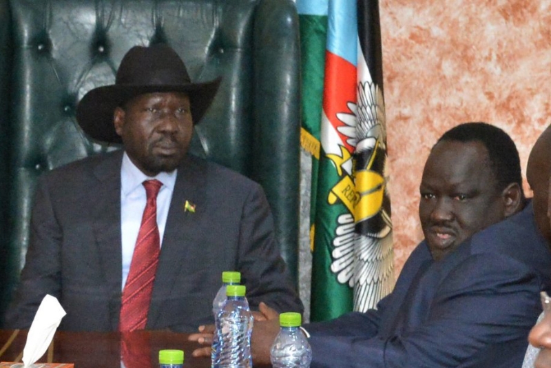 South Sudan president Salva Kiir et his security adviser Tut Kew Gatluak Manime.