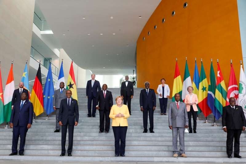 Angela Merkel with several African heads of state at the third edition of the Compact with Africa meeting in Berlin on 27 August.