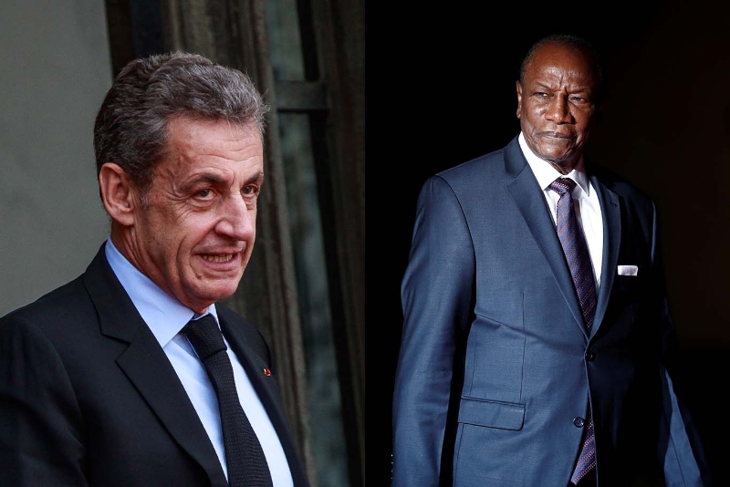 Former French president Nicolas Sarkozy and Guinean president Alpha Condé.