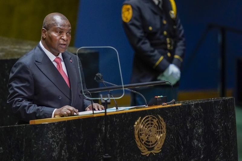 Central African President Faustin Archange Touadéra at the 76th session of the United Nations General Assembly in New York on 21 September 2021.