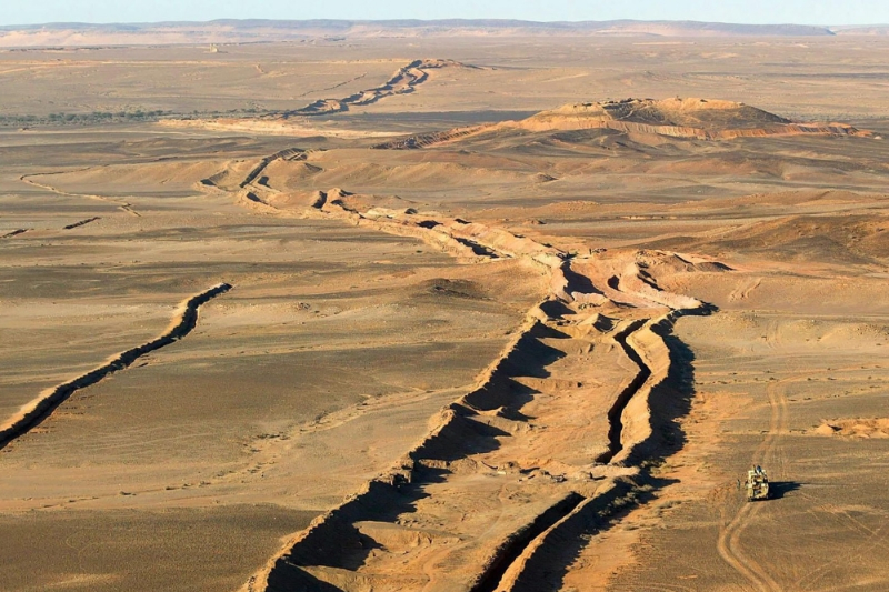 The sand wall in Western Sahara.