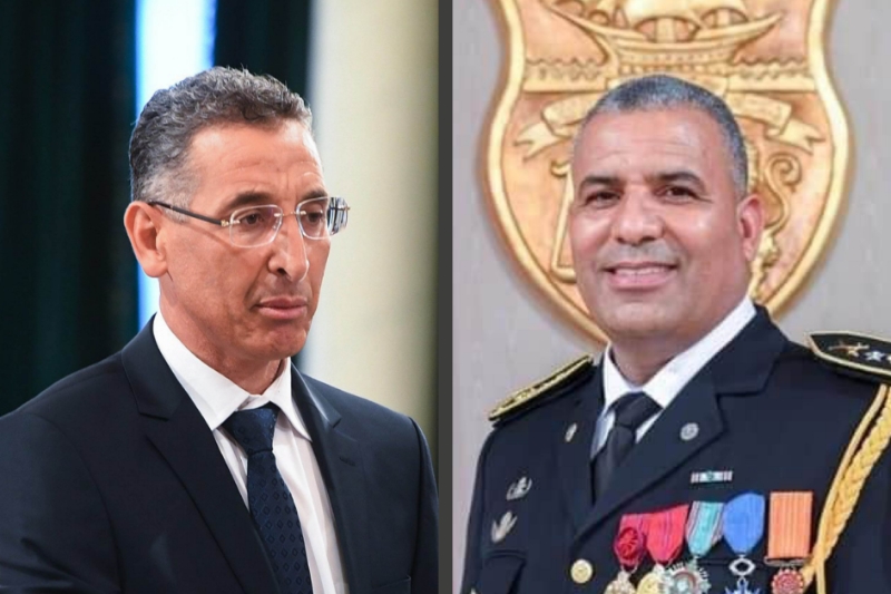 Tunisian interior minister Taoufik Charfeddine (left) and presidential security chief Khaled Yahyaoui (right).