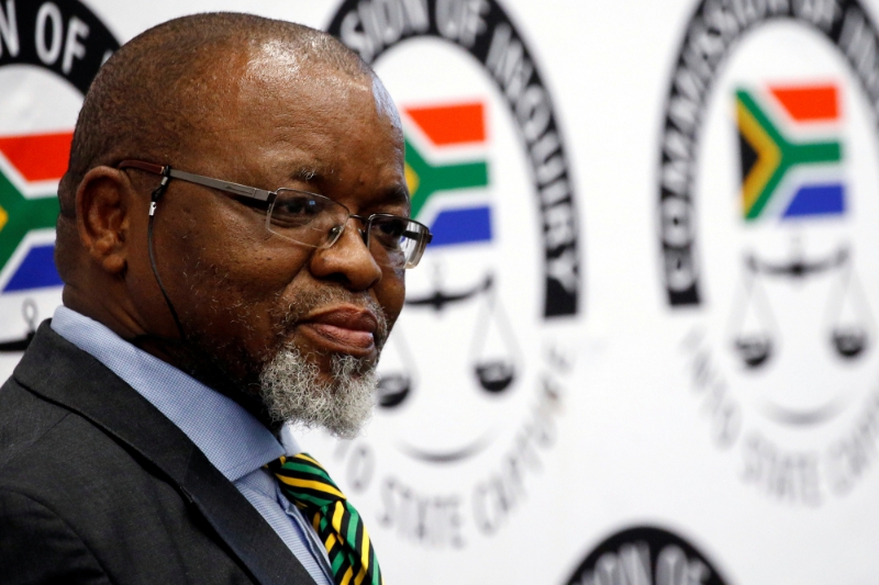 The chairman of South Africa's ruling African National Congress Gwede Mantashe representing the ANC at the commission of inquiry probing state capture in Johannesburg, South Africa, November 27, 2018.