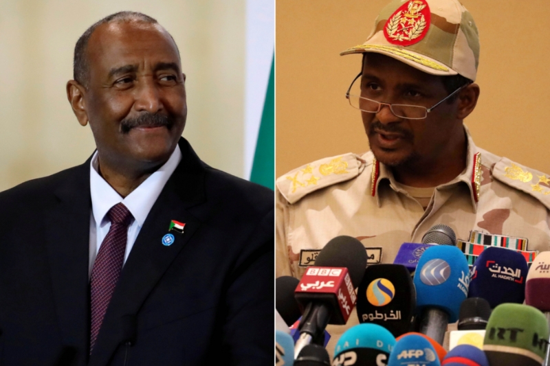 The Chairman of the Sudanese Sovereign Council Abdel Fattah al-Burhan and the Deputy Chairman of the Council Mohamed Hamdan Dagalo, known as Hemeti.