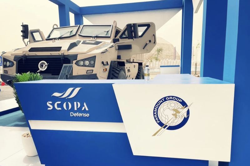 Paramount Group's Mbombe on the Scopa stand at the World Defense Show in Riyadh.