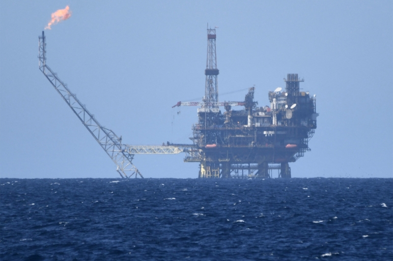 An oil and gas platform off the coast of Libya in the area of Bahr Essalam Gas Field and Bouri Oilfield.