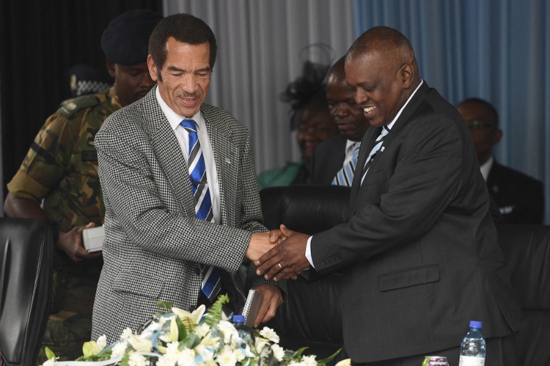 Botswana President Mokgweetsi Masisi (right) and Ian Khama.