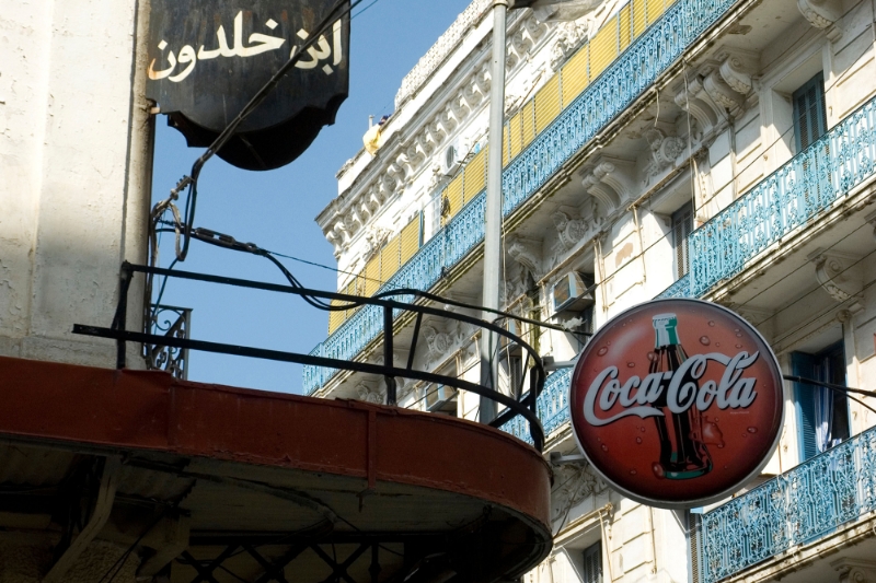 A Coca-Cola banner in Algiers.
