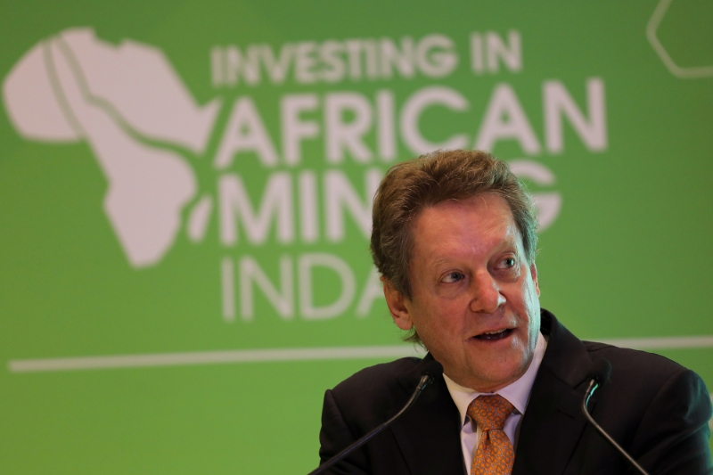 Robert Friedland addresses the delegates at the African Mining Indaba 2022 conference in Cape Town, South Africa, May 11, 2022.
