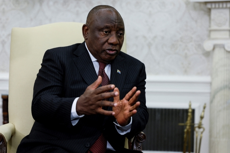 South Africa's President Cyril Ramaphosa in the Oval Office at the White House in Washington, 16 September 2022.