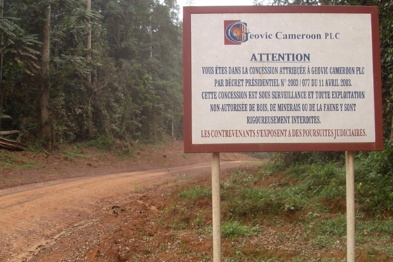 A sign indicating to passers-by that they are entering a mining concession is pictured on 25 March 2010 in Nkamouna forest.