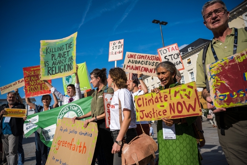Activists of the multi-religious Greenfaith movement in Karlsruhe, Germany, on 1 September 2022.