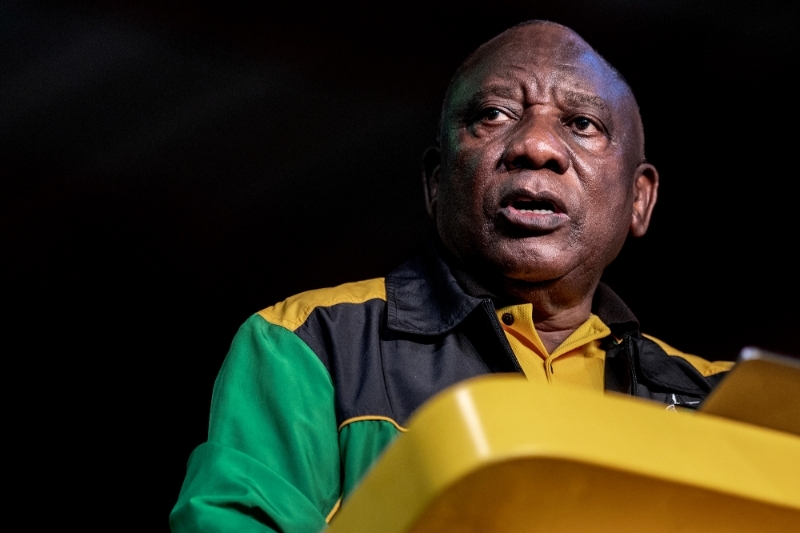 South African president Cyril Ramaphosa gives a speech to launch the 55th National Conference of the African National Congress in Johannesburg on 16 December 2022.