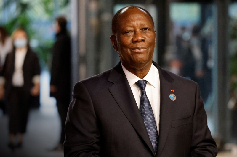 Ivory Coast's President Alassane Ouattara in Paris, 11 November 2021.