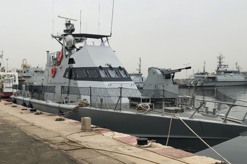 The Shaldag MK II patrol booat Soungrougrou, delivered to the port of Dakar in 2019.