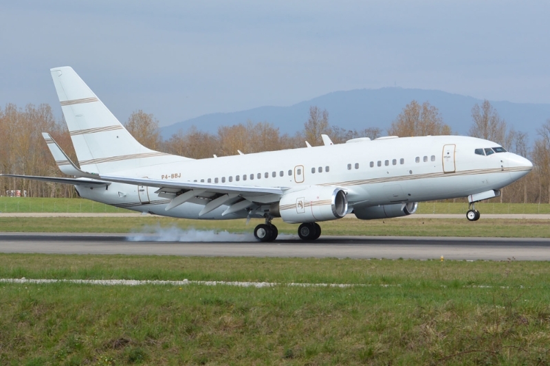 The Boeing 737 registering as P4-BBJ, frequently used by Sylvia Bongo.