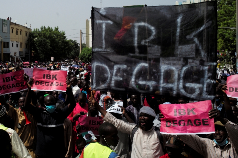 A large rally organised by the opposition coalition in Bamako on 18 June.