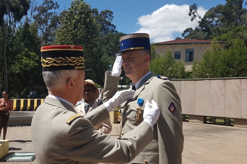 Colonel Stéphane Richou in 2018, when he was appointed to the rank of officer of the National Order of Merit.