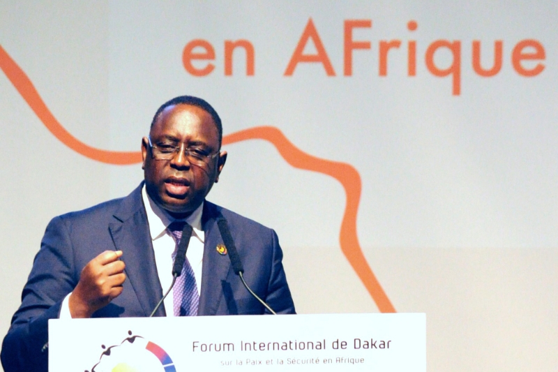 Senegalese President Macky Sall at an African Peace and Security Forum in Dakar.