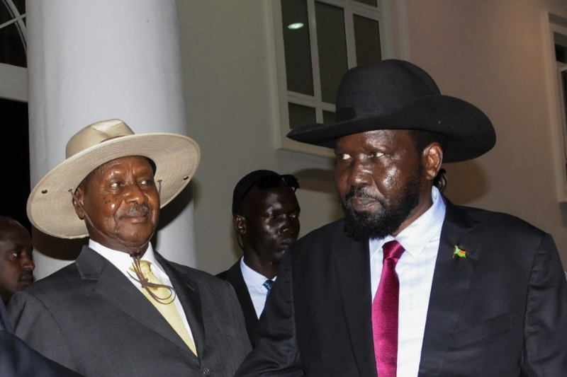Presidents Yoweri Museveni (Uganda) and Salva Kiir (South Sudan).