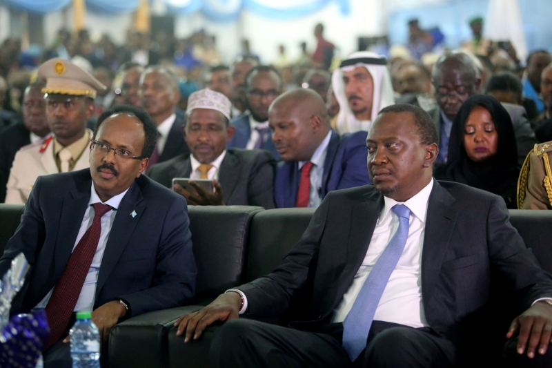 President of Kenya Uhuru Kenyatta (right) with President of Somalia Mohamed Abdullahi Mohamed Farmajo in 2017.
