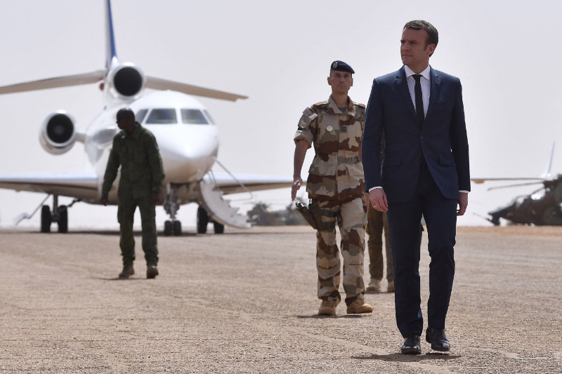 French President Emmanuel Macron visiting Gao, northern Mali.