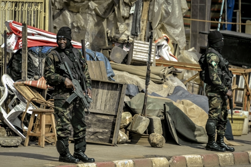 Two soldiers from the Rapid Intervention Battalion (BIR), an elite unit of the Cameroonian army.