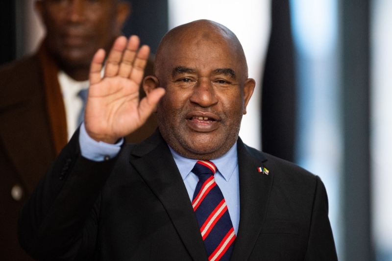 Comoros President Azali Assoumani arrives for the opening ceremony at the Paris Peace Forum at The Grande Halle de la Villette in Paris on 11th November 2021.