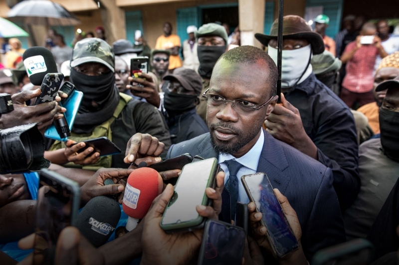 Ousmane Sonko in Ziguinchor, southern Senegal, on 3 July 2022.