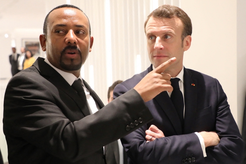 Ethiopian PM Abiy Ahmed with French President Emmanuel Macron in Addis Ababa, 12 March 2019.