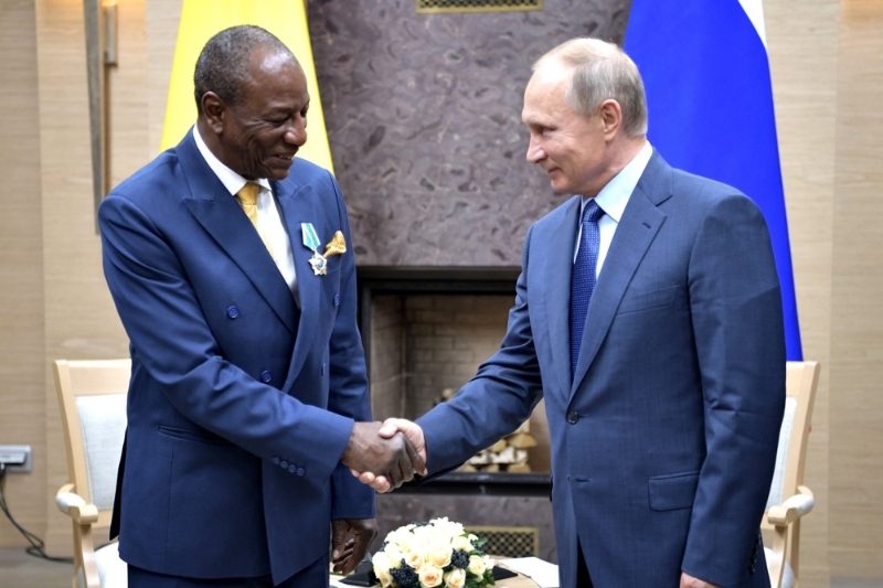 Alpha Conde, visiting Vladimir Putin in 2017 here, urges Somaliland to develop ties with Moscow.