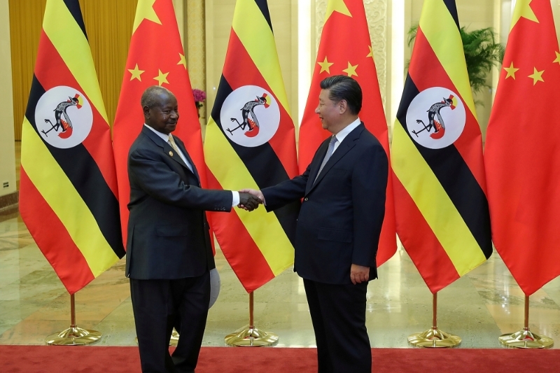Ugandan President Yoweri Museveni and his Chinese counterpart Xi Jinping in Beijing.