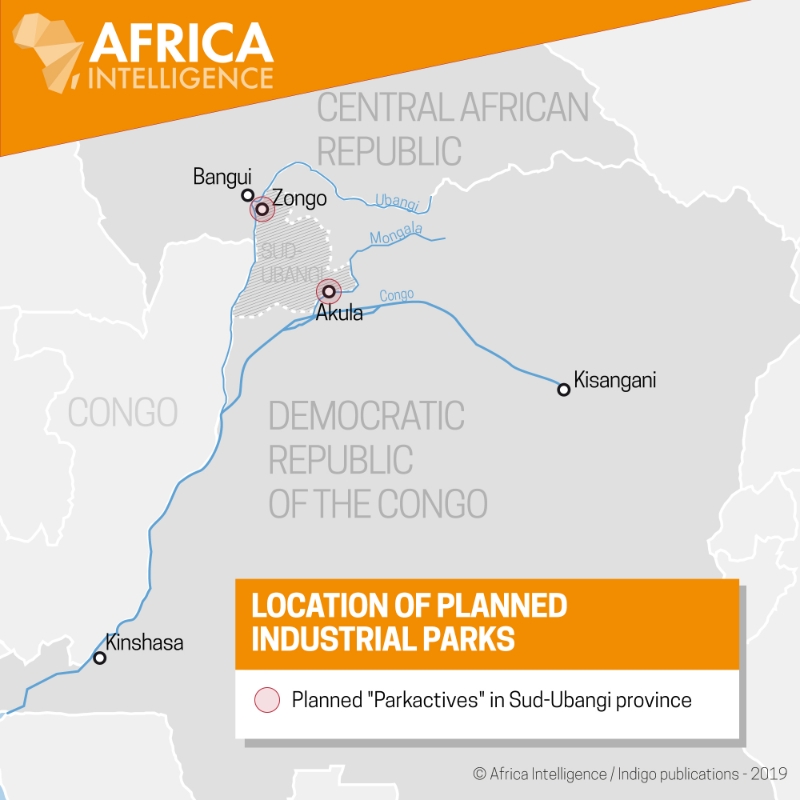 Planned industrial parks in Sud-Ubangi Province.