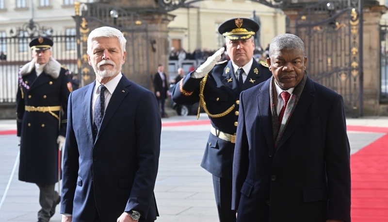 Czech president Petr Pavel and Angolan leader João Lourenço, in Prague on  21 February 2024.