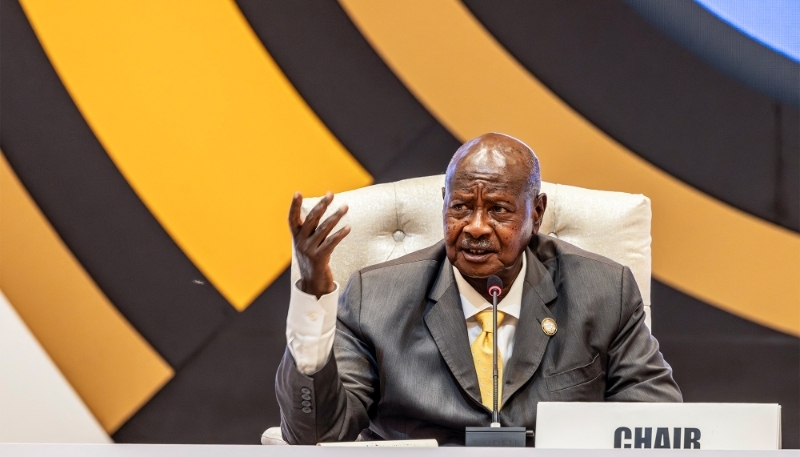 Ugandan President Yoweri Museveni in Kampala, 20 January 2024.