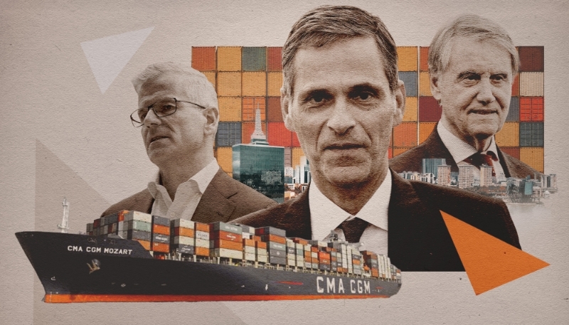 A.P. Moller - Maersk boss Vincent Clerc, CMA CGM CEO Rodolphe Saadé and MSC group owner Gianluigi Aponte.