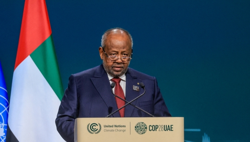 Ismail Omar Guelleh speaks during COP 28 in Dubai on 1 December, 2023.