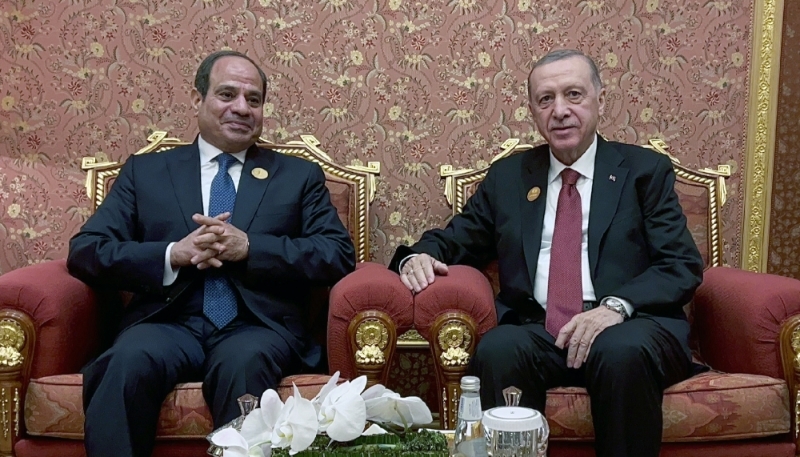 Recep Tayyip Erdogan and Abdel Fattah al-Sisi in Riyadh, Saudi Arabia on 11 November, 2023.