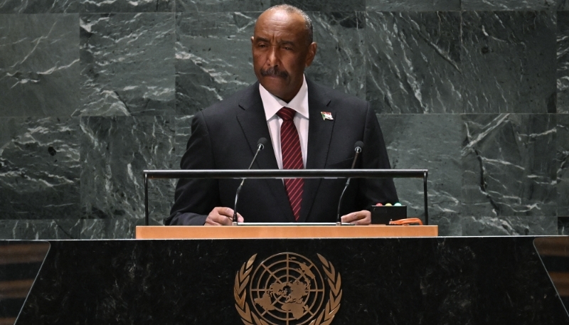 President of the Transitional Sovereign Council of Sudan, Abdel-Fattah al-Burhan addresses the 78th United Nations General Assembly at UN headquarters in New York City on 21 September 2023. 