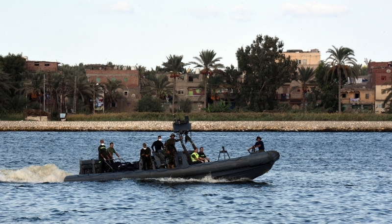 Egyptian boat during a search operation after a boat carrying migrants capsized in the Mediterranean, along the shore in the Egyptian port city of Rosetta on 22 September 2016. 