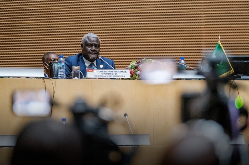 The Chairman of the African Union Commission, Moussa Faki Mahamat, in Addis Ababa in February 2022.