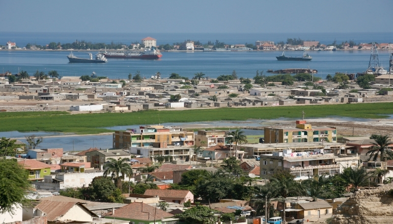 The exit from the port of Lobito, Angola.