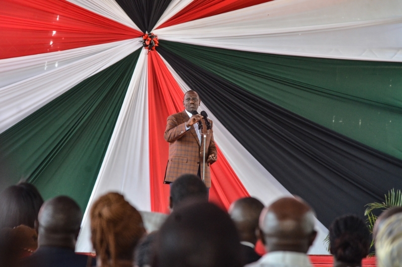 President William Ruto speaks during an interdenominational prayer service in Nakuru on 10 February 2023.