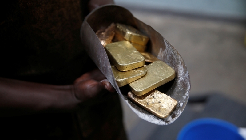 Gold being refined in a factory in Uganda.