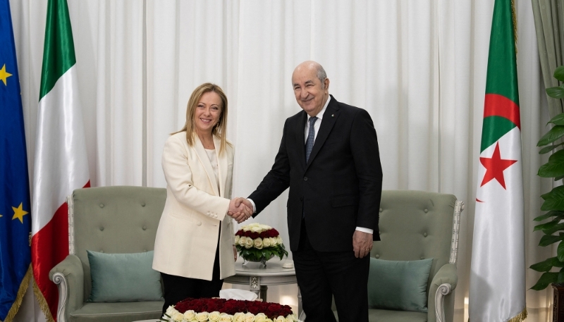 Giorgia Meloni and Abdelmadjid Tebboune, in Algiers, on January 22, 2023.