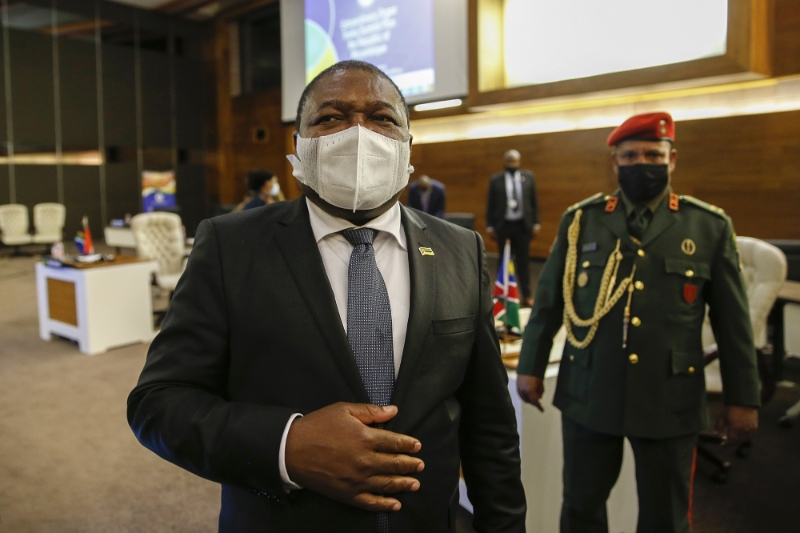 Mozambican president Filipe Nyusi during the extraordinary SADC summit in Pretoria, South Africa, 5 October 2021.