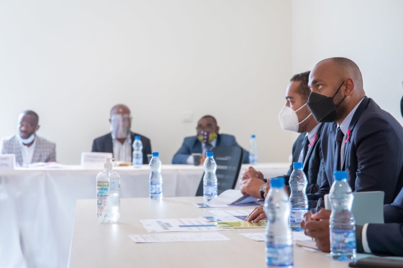 Domestic debt task force meeting chaired by Nouredin Bongo (far right).