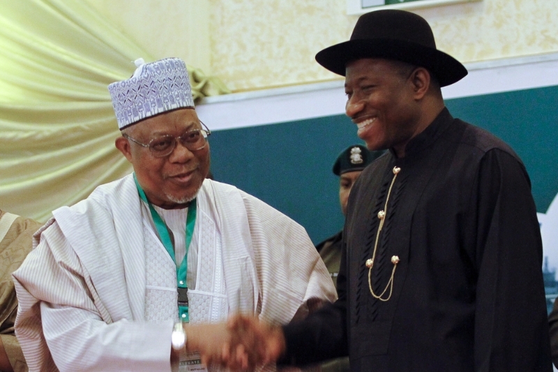 Umaru Mutallab in 2013 with then Nigeria's President Goodluck Jonathan.